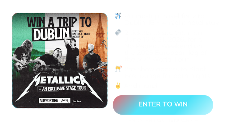 Win a trip to see Metallica