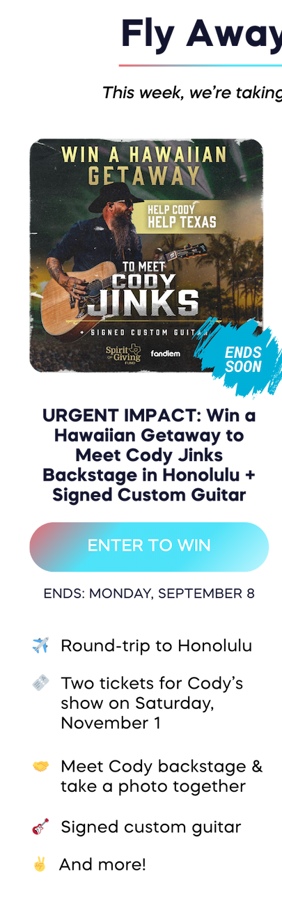 Win a trip to meet Cody Jinks backstage in Honolulu + signed custom guitar