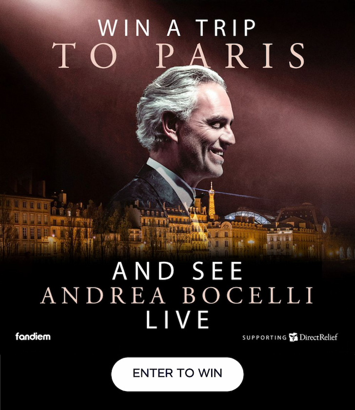 Win a trip to see Andrea Bocelli