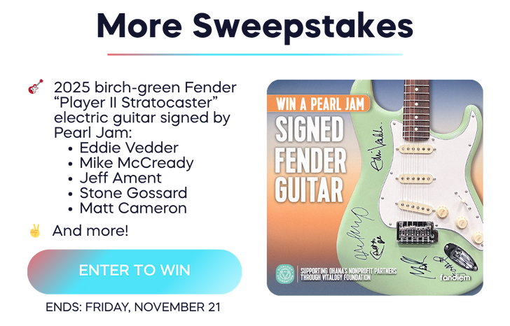 Win a Pearl Jam signed Fender guitar