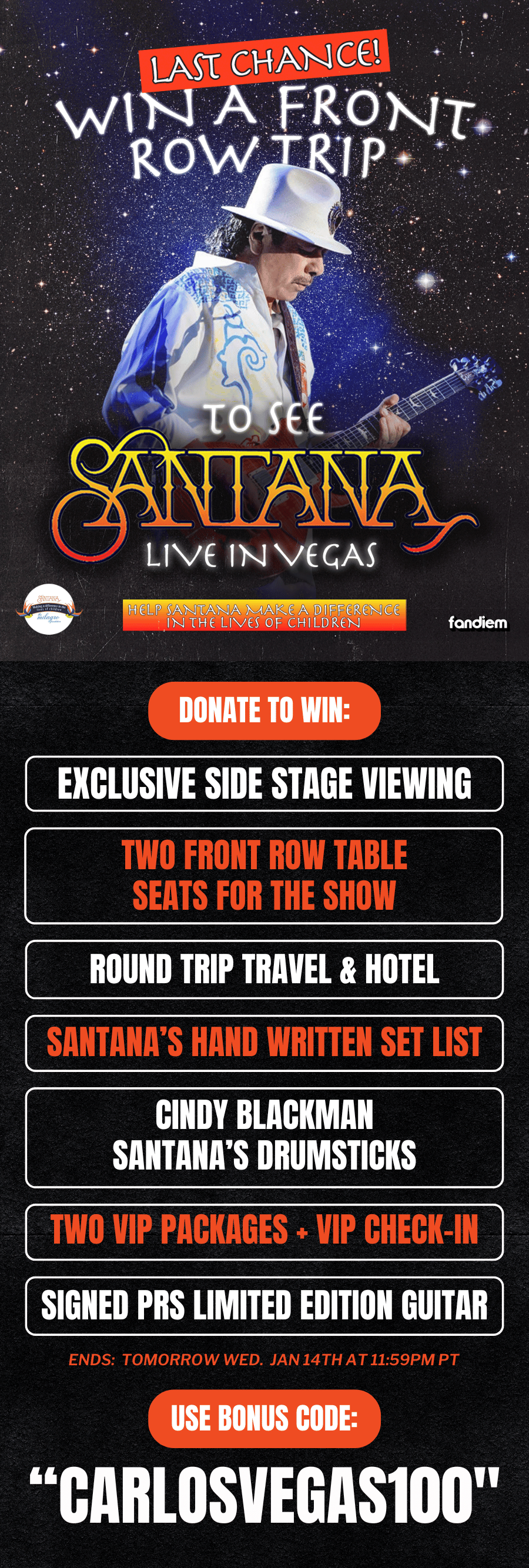 Win a Front Row Trip to See Santana Live in Las Vegas + Signed Guitar