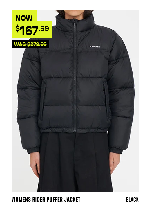 WOMENS RIDER PUFFER JACKET BLACK
