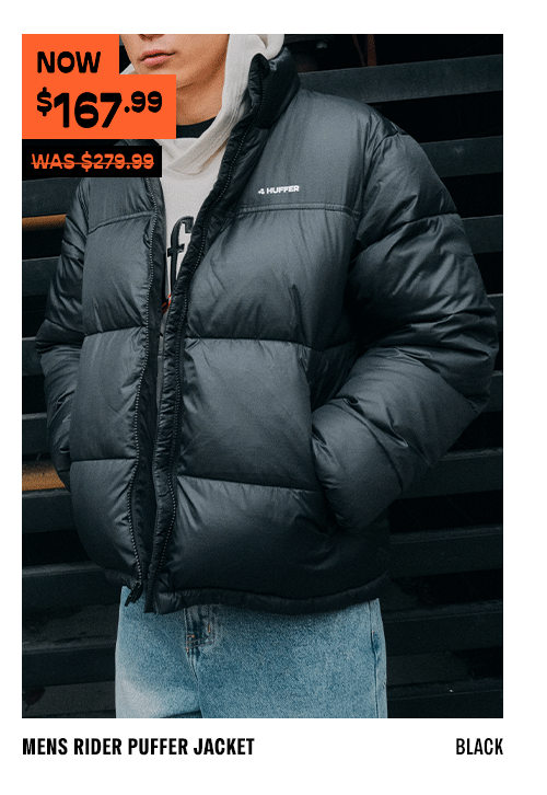 MENS RIDER PUFFER JACKET BLACK