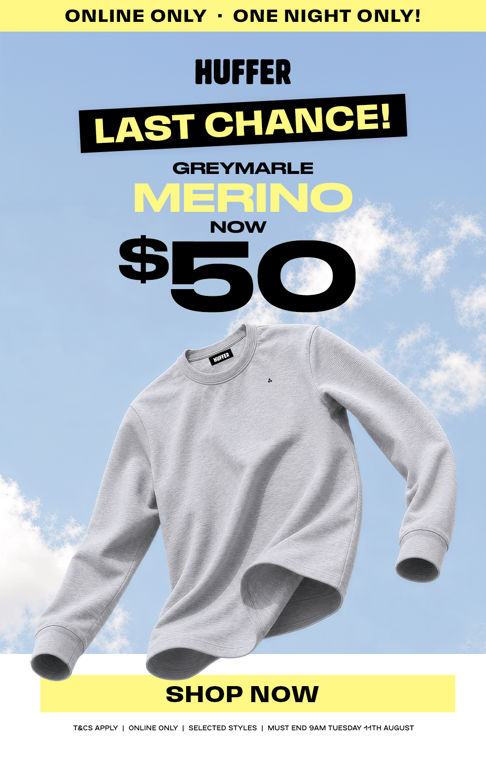 $59 MERINO | ONE NIGHT ONLY