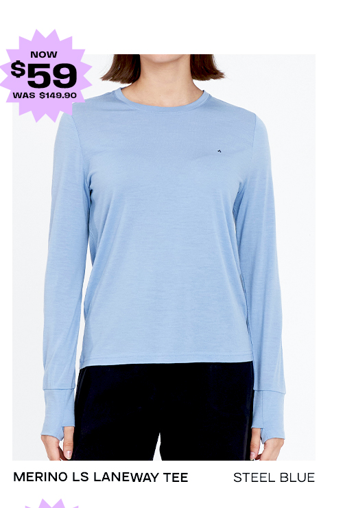 MERINO LS LANEWAY TEE STEEL BLUE