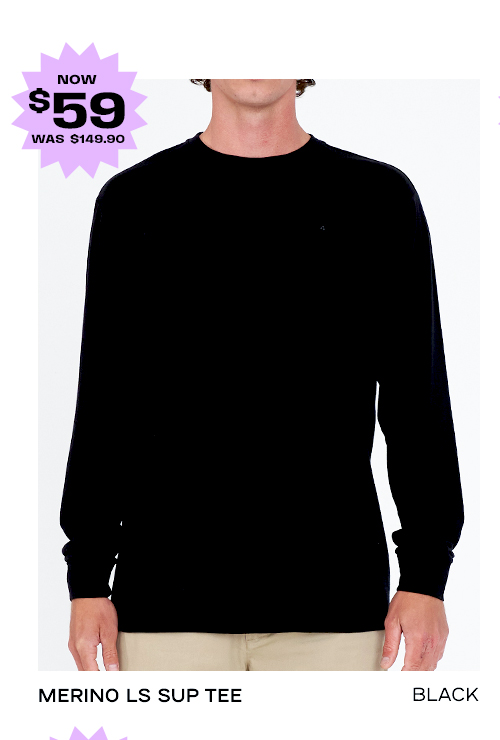 MERINO LS SUP TEE BLACK