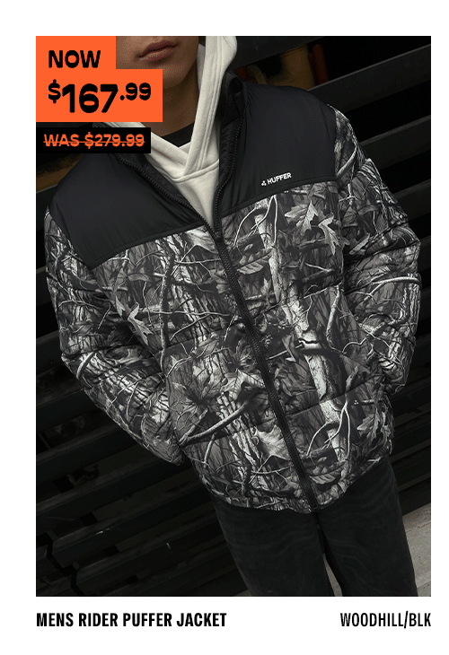 MENS RIDER PUFFER JACKET WOODHILL/BLK