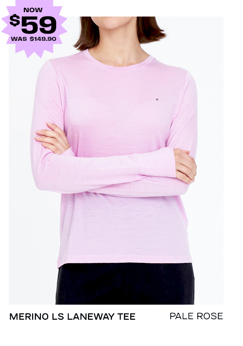 MERINO LS LANEWAY TEE PALE ROSE