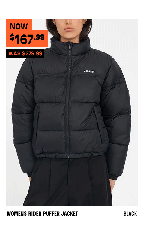 WOMENS RIDER PUFFER JACKET BLACK