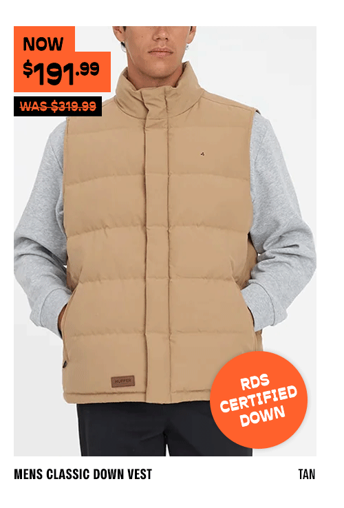MENS CLASSIC DOWN VEST TAN