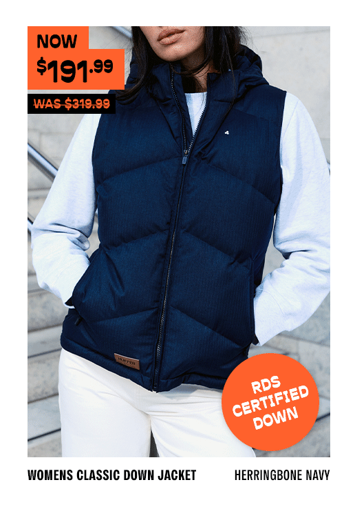 WOMENS CLASSIC DOWN JACKET HRGBONE NAVY