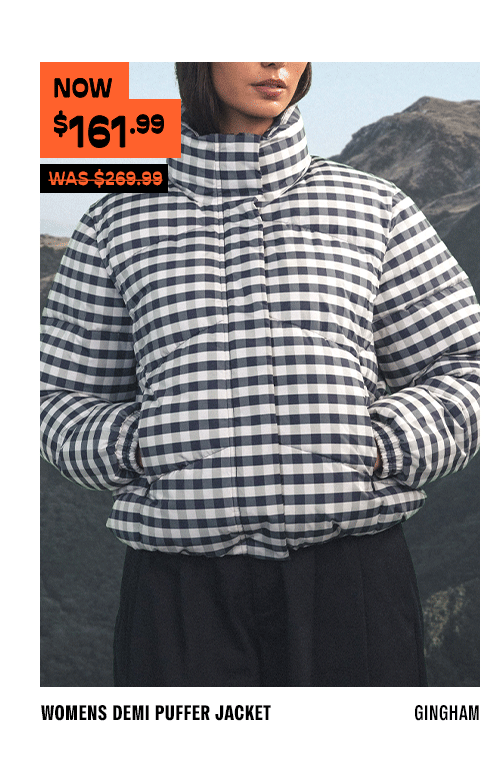 WOMENS DEMI PUFFER JACKET GINGHAM