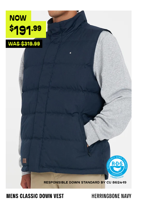 MENS CLASSIC DOWN VEST HRGBONE NAVY