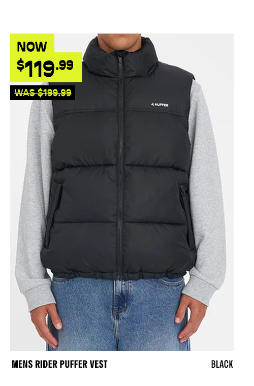 MENS RIDER PUFFER VEST BLACK