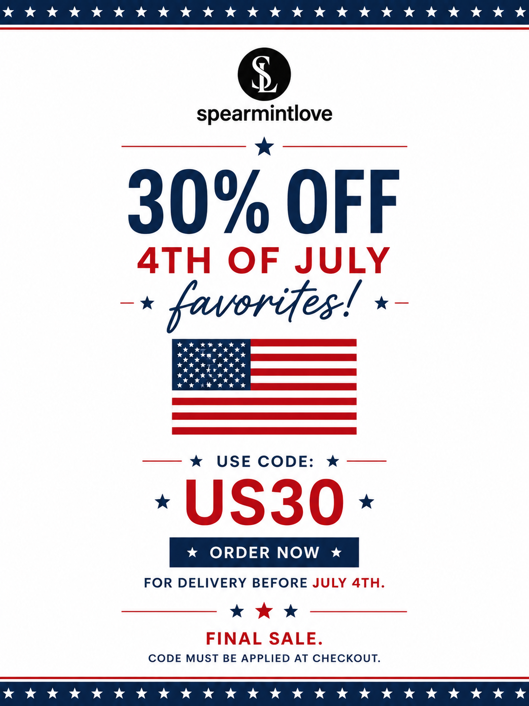 30% off 4th of July favorites! Use code US30
