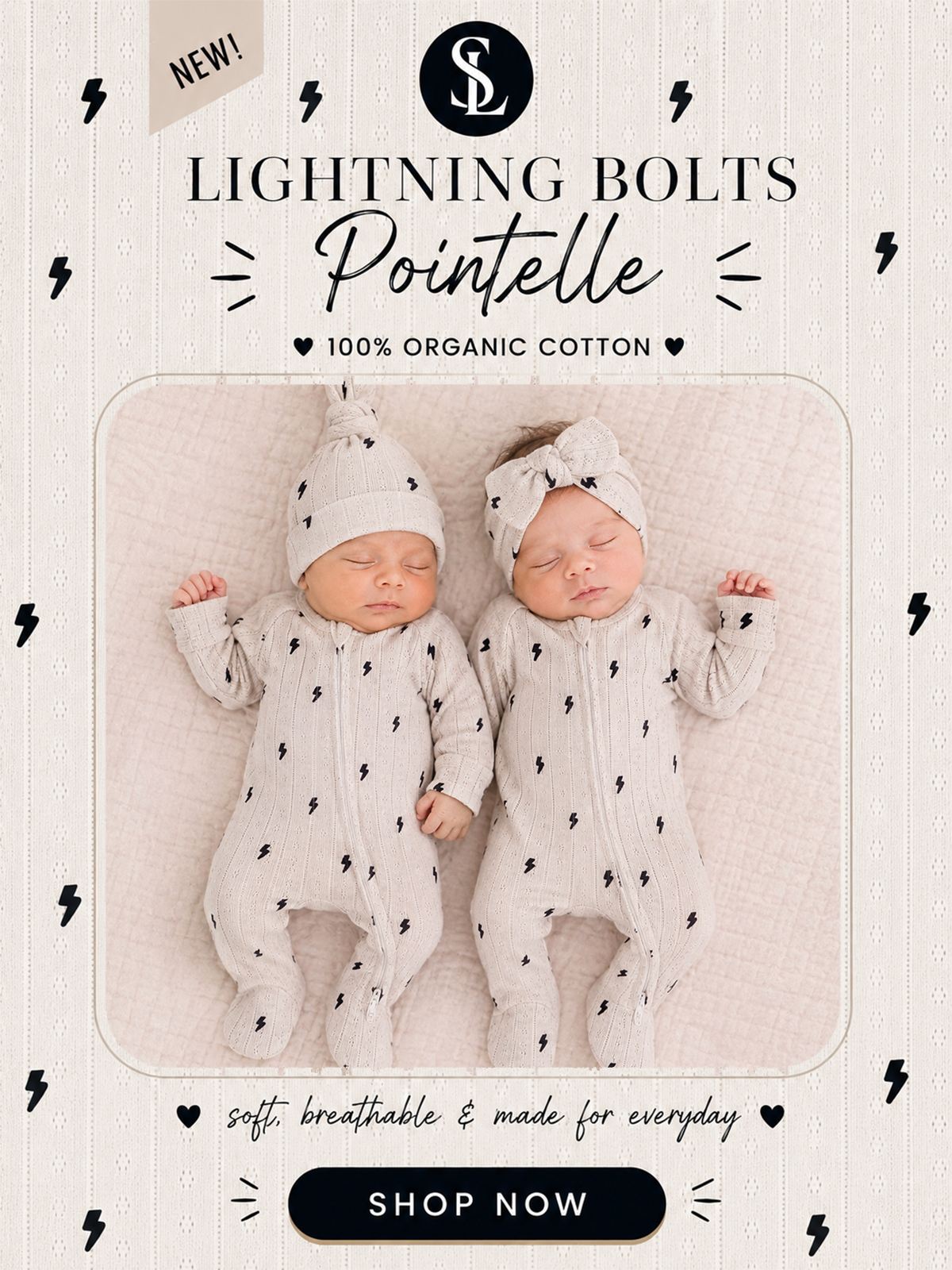 Lightning Bolts Pointelle - brand new. Shop Now.