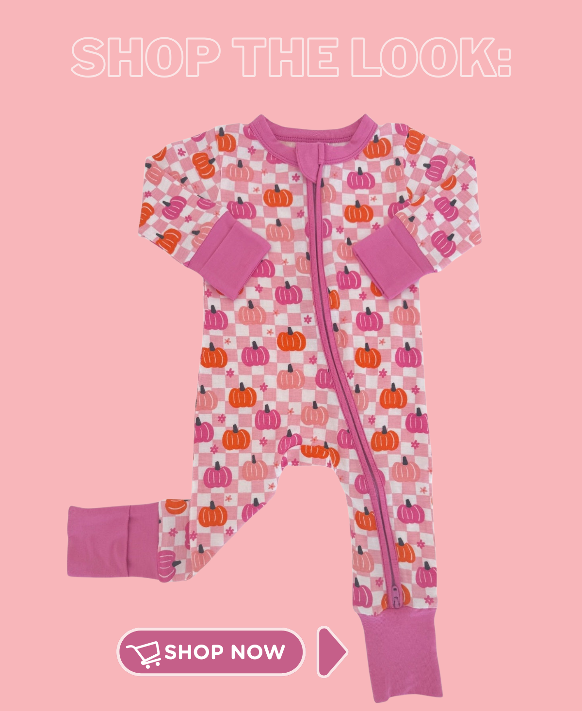 2-Way Convertible Zip Romper, Pumpkin Checkerboard Pink