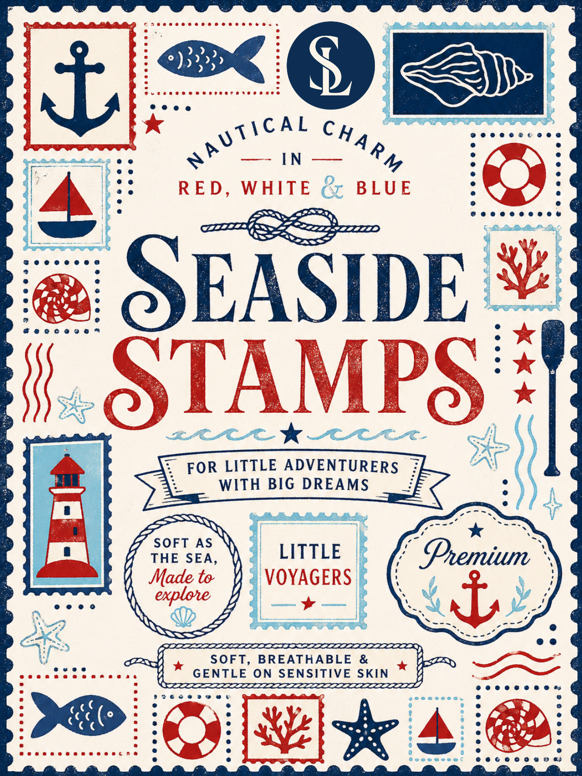 nautical charm in red, white, & blue - meet the Seaside Stamps collection