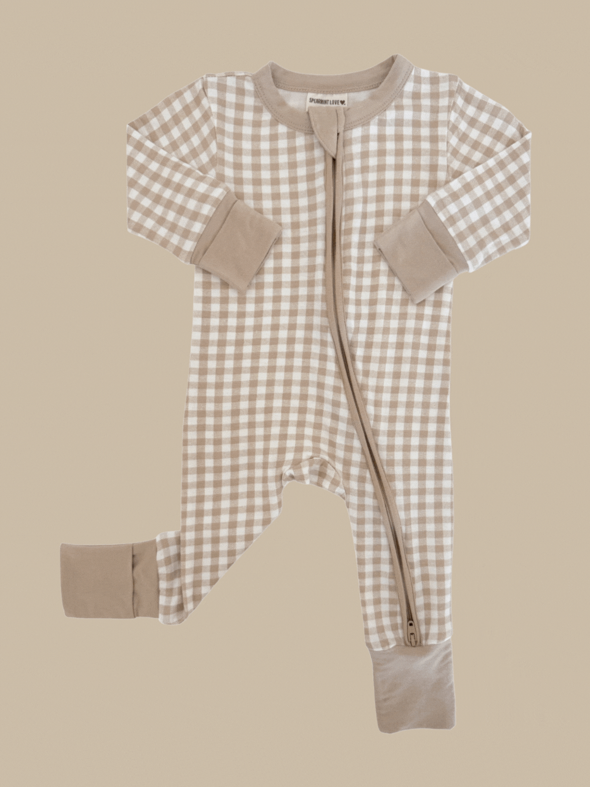 Tan Gingham Baby Boy Clothing