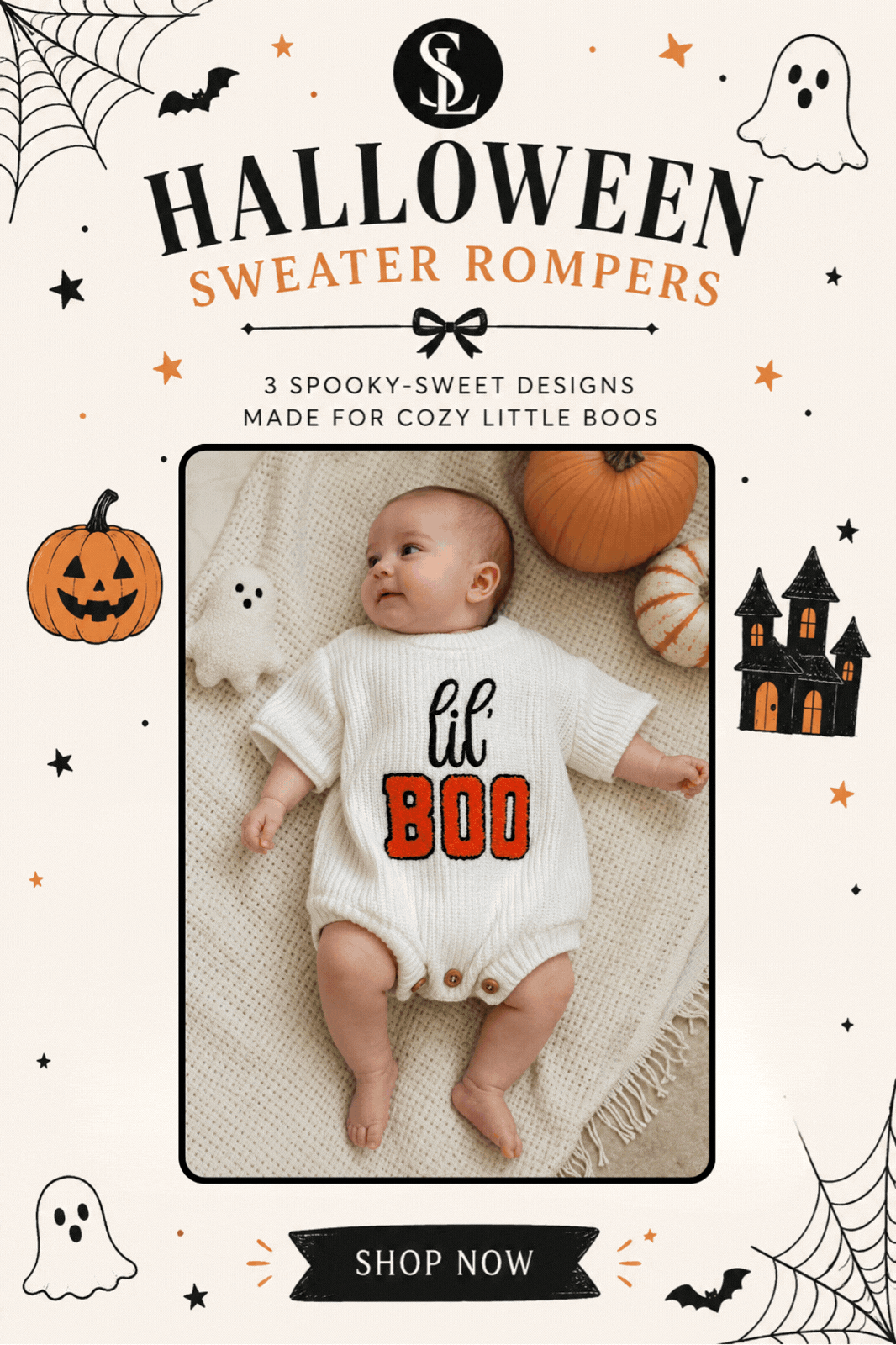 Halloween Sweater Rompers - 3 Spooky Sweet Designs