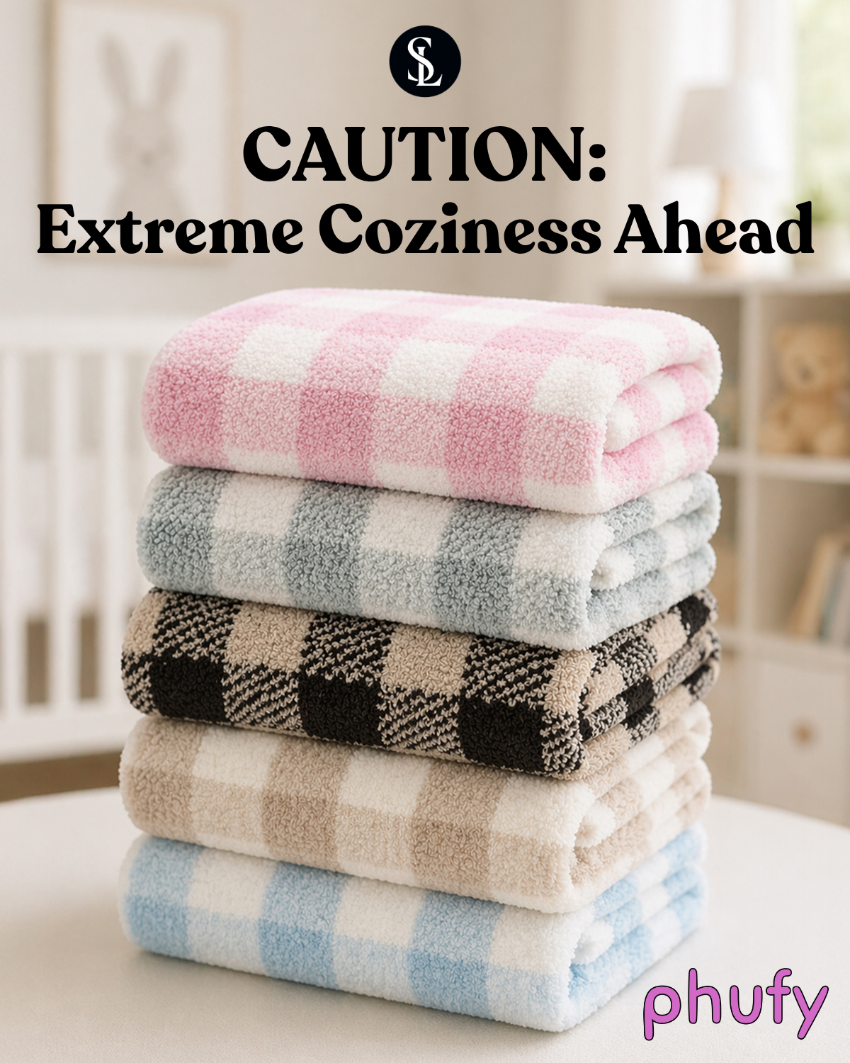 Caution: Extreme Coziness Ahead. New phufy gingham blankets