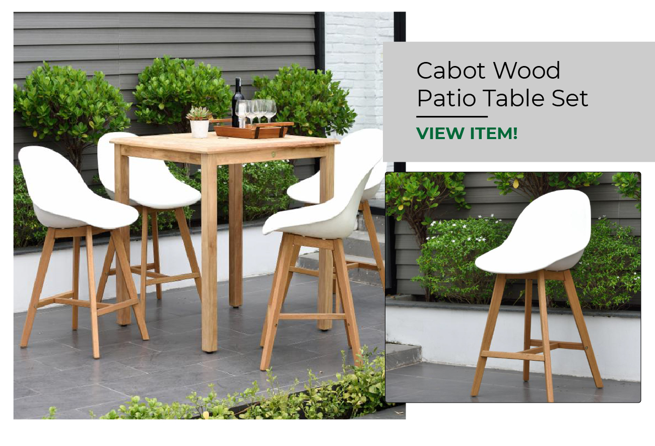 Cabot Wood 5 Piece Square Patio Bar Table Set