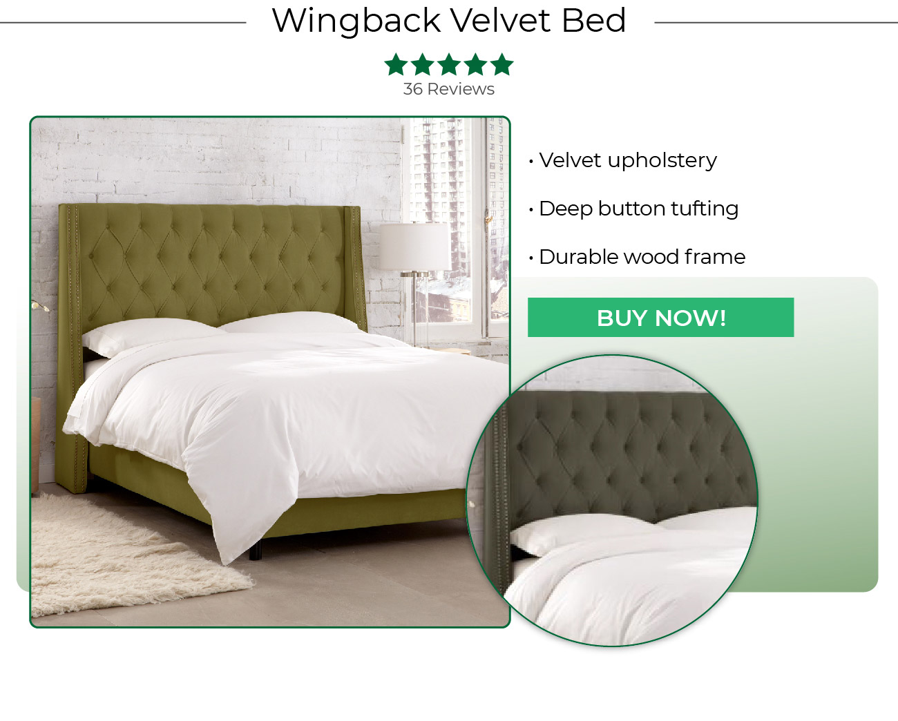 Wingback Velvet Bed