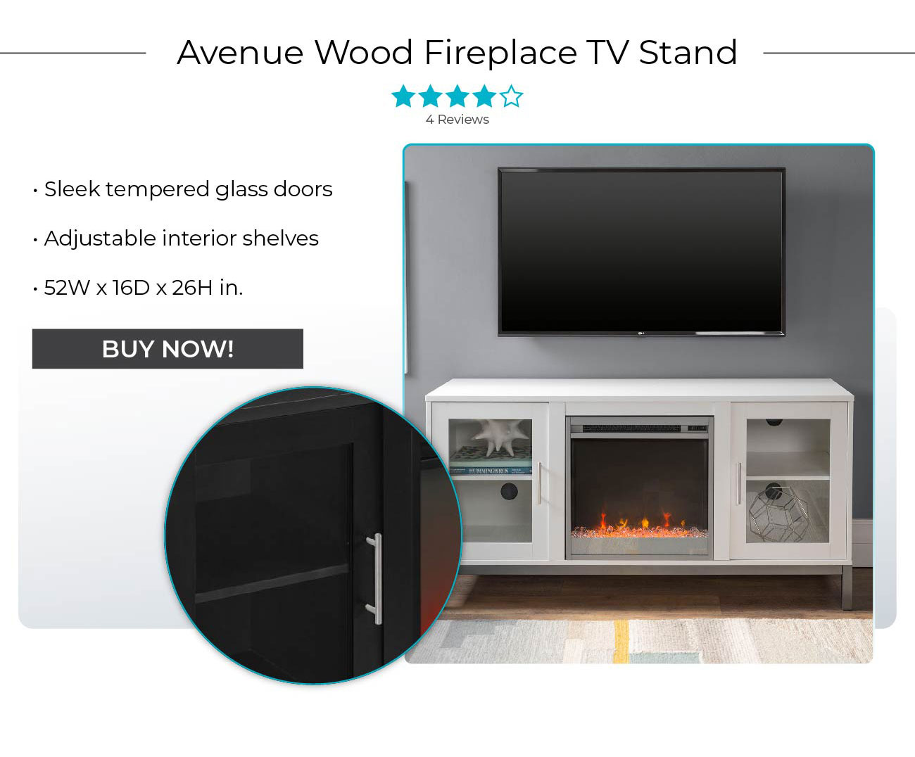 Avenue Wood Fireplace TV Stand 