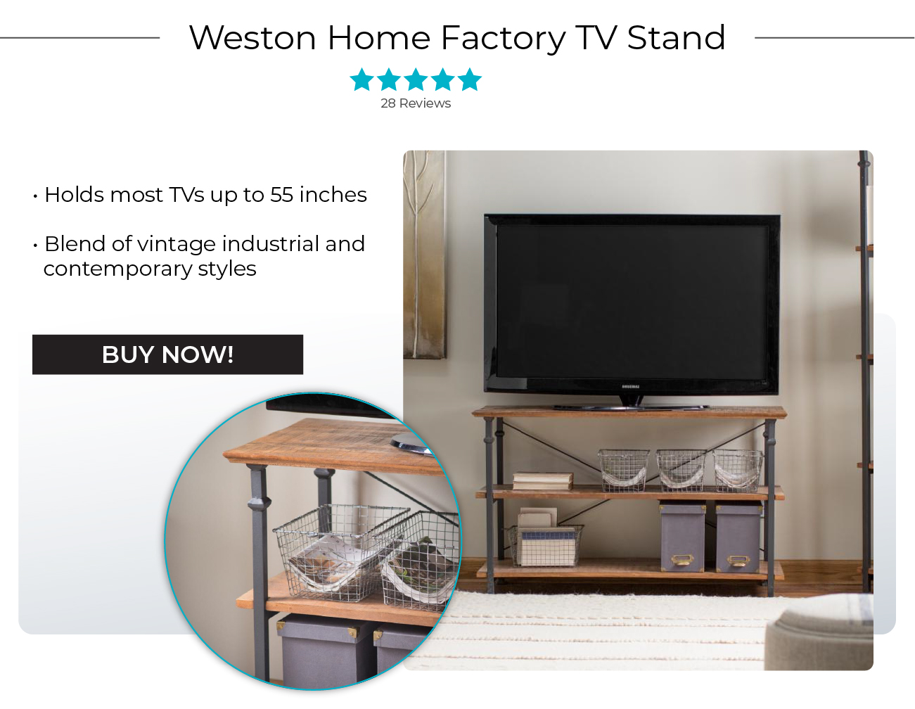 Weston Home Factory TV Stand 