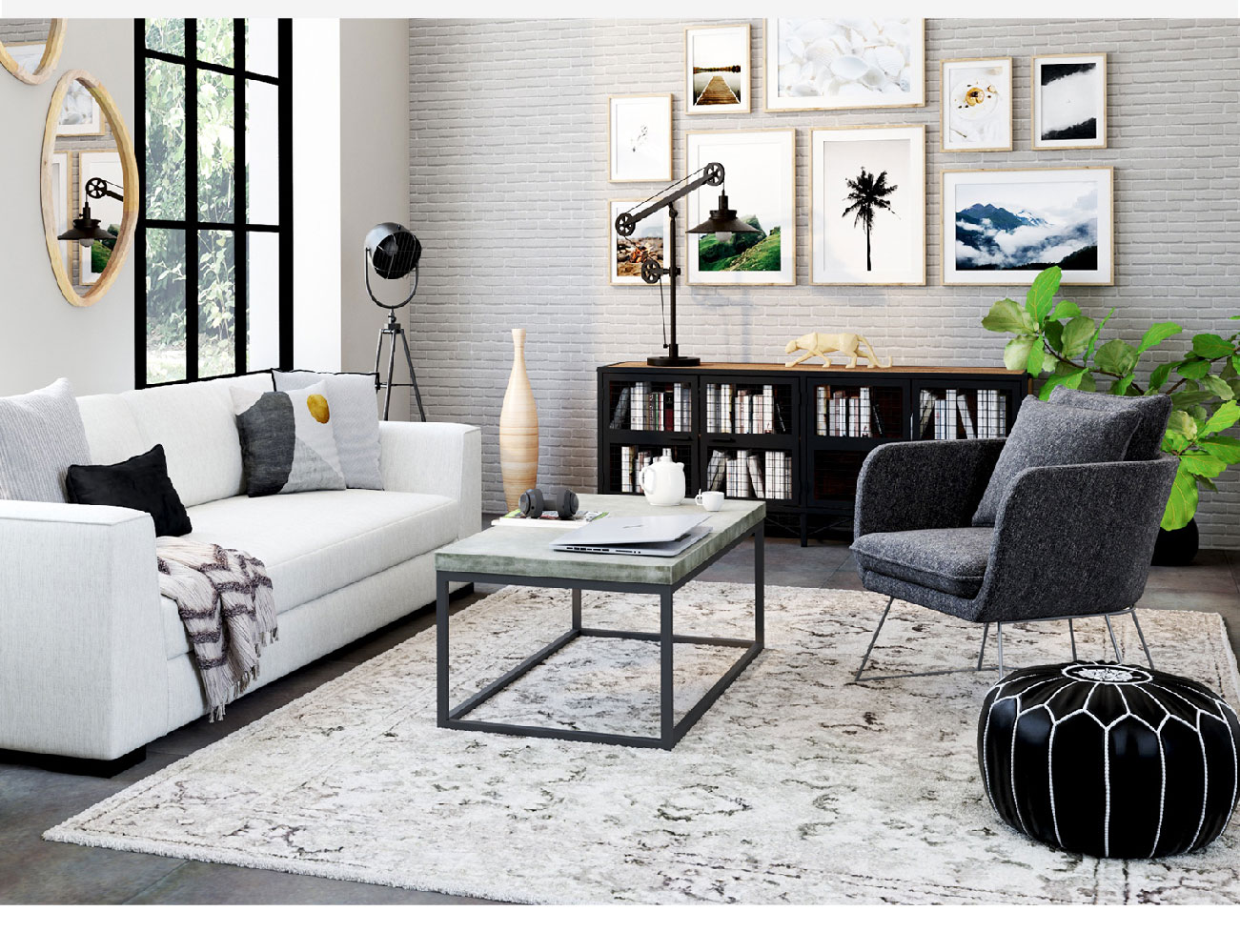 HN Home Bronson Modern Farmhouse Coffee Table