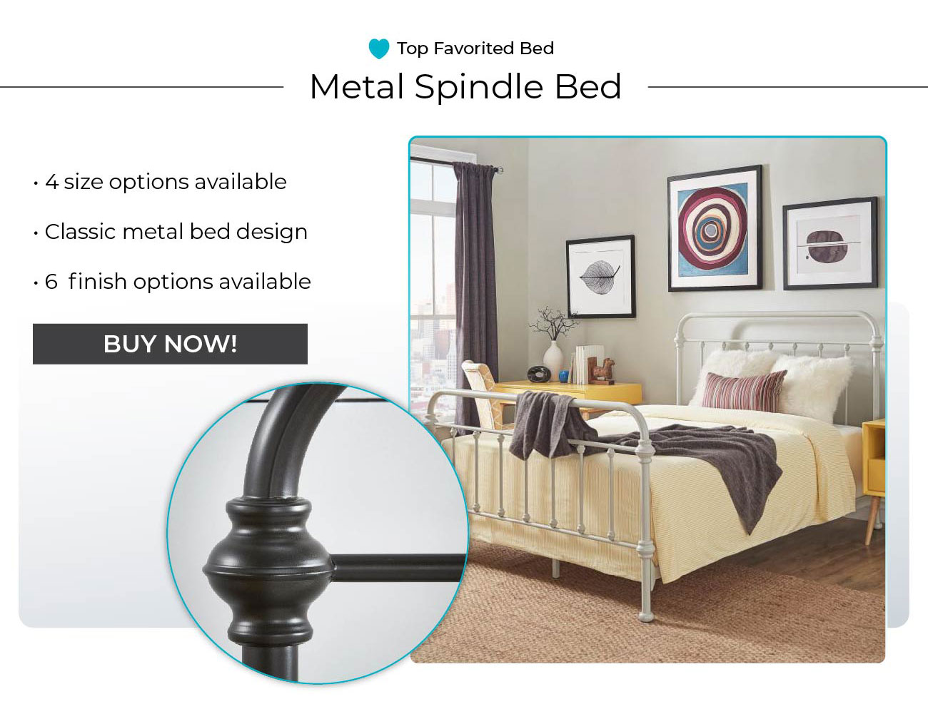 Metal Spindle Bed