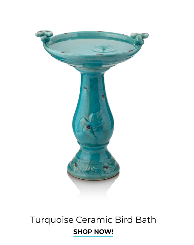 Turquoise Ceramic Bird Bath | Shop Now!