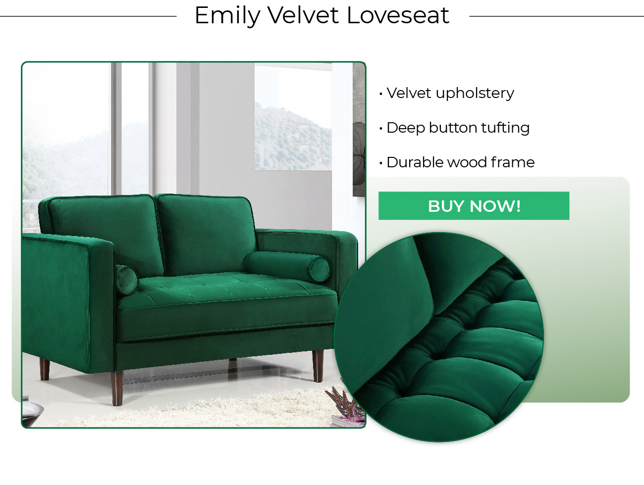Emily Velvet Loveseat