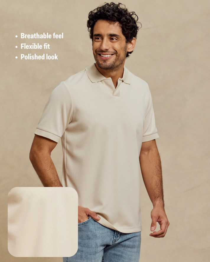 The Yates Sand Washed Double Knit Polo