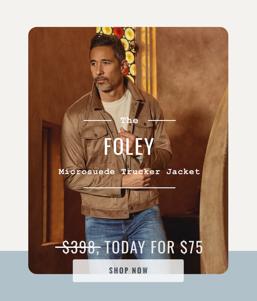 The Foley Sherpa Fleeced Lined Microsuede Trucker Jacket