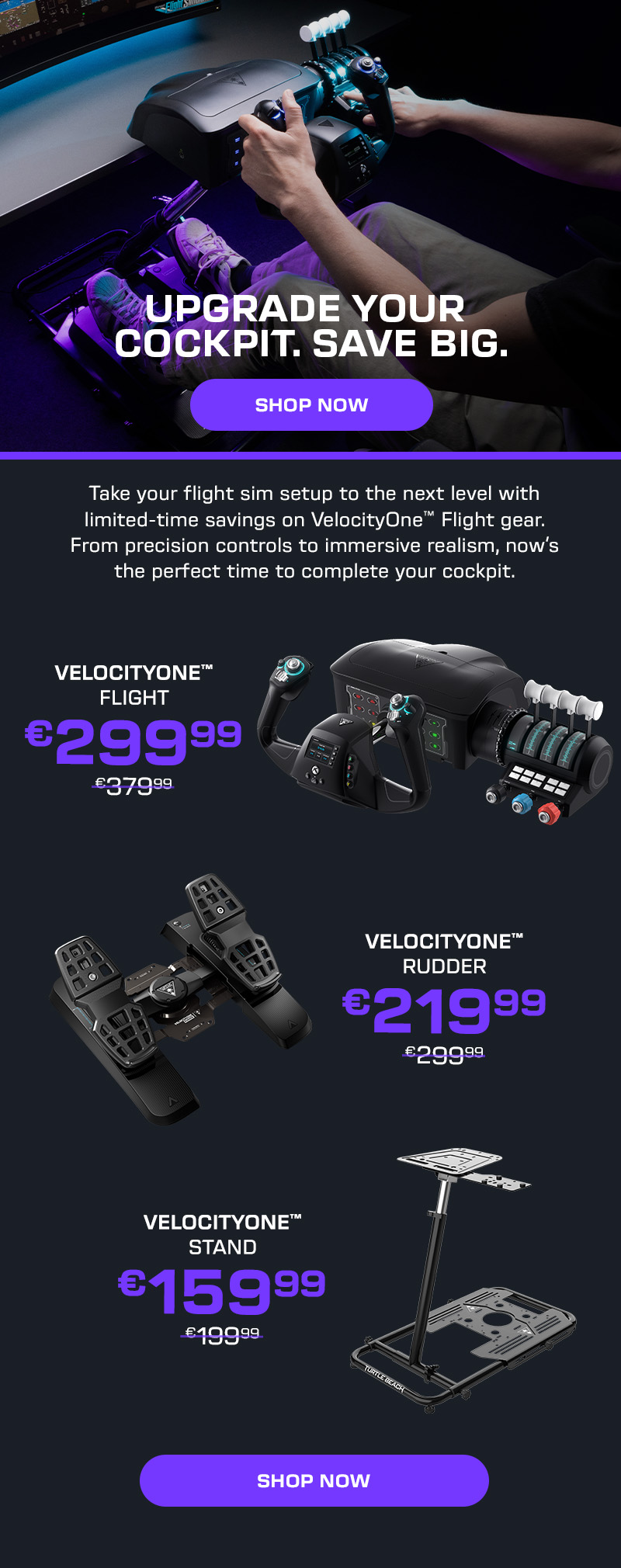 Save big on VelocityOne Flight, Rudder, and Stand