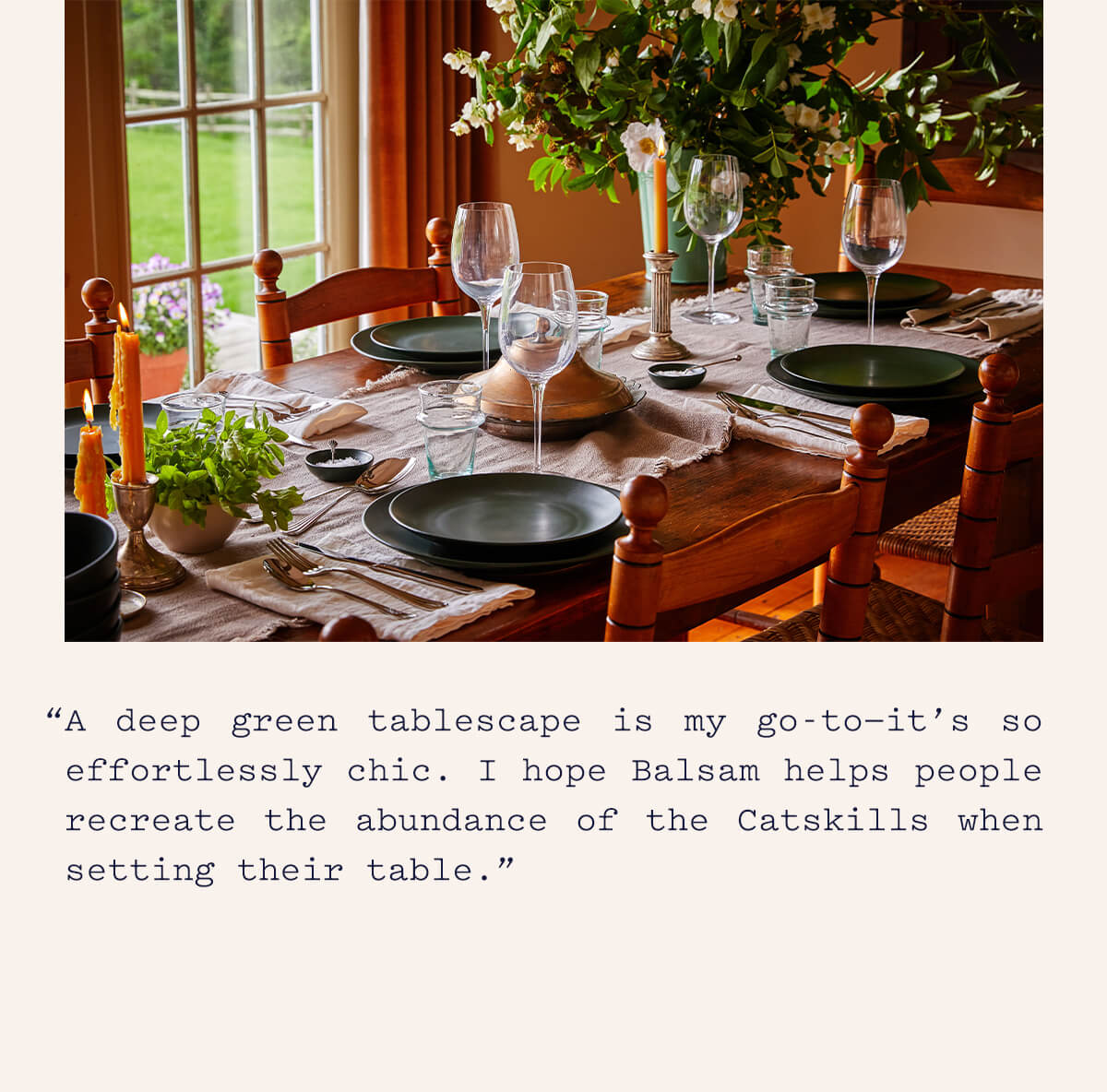 A deep green tablescape A deep green tablescape