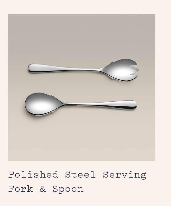 Polished Steel Serving Fork & Spoon