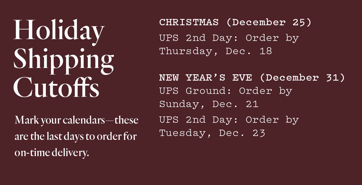 Holiday Shipping