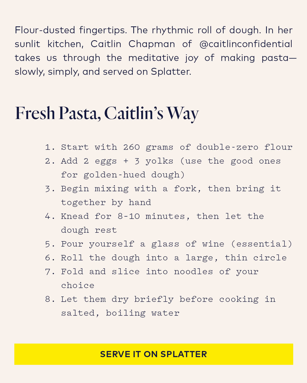 Fresh Pasta, Caitlin's Way
