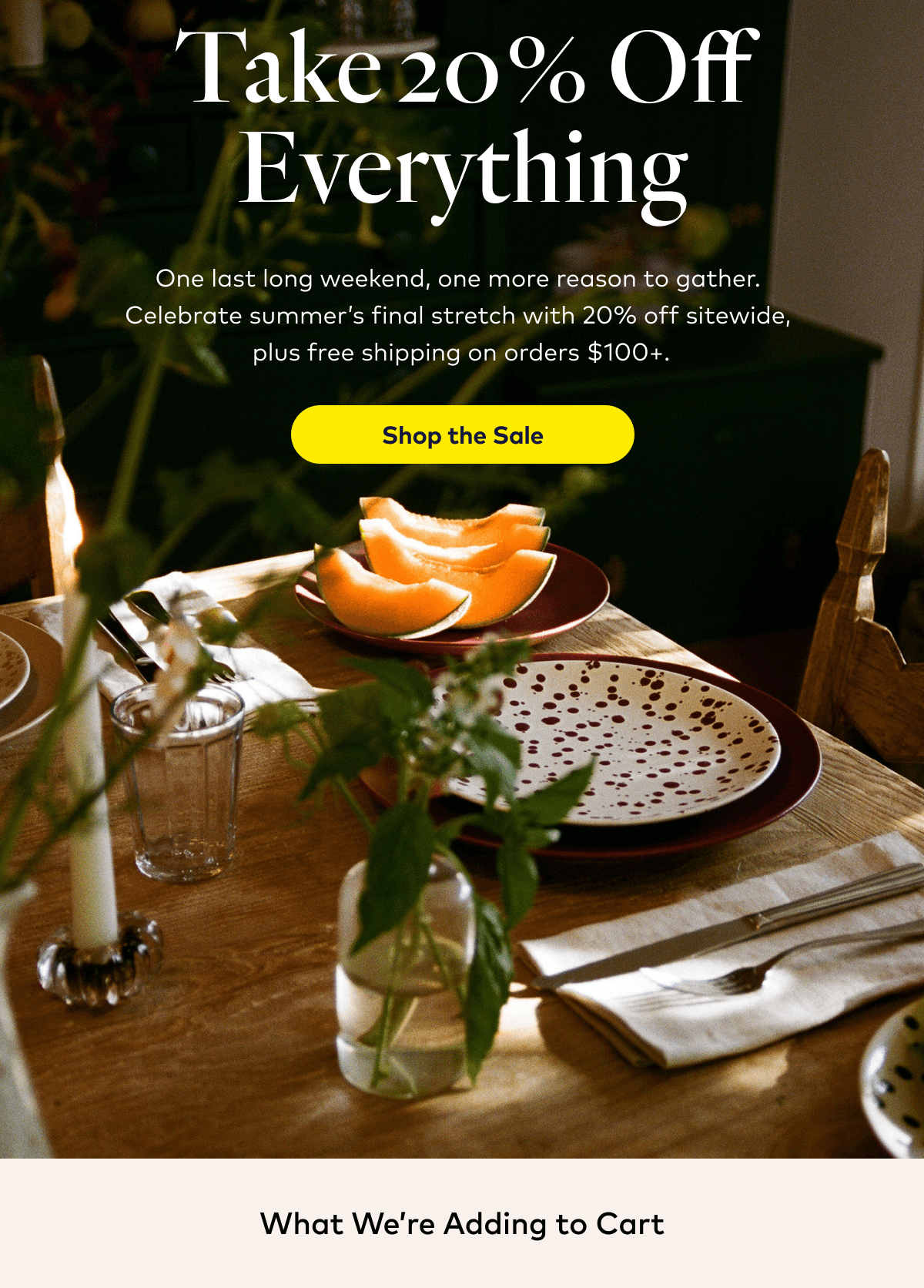 20% off sitewide and free shipping on $100.
