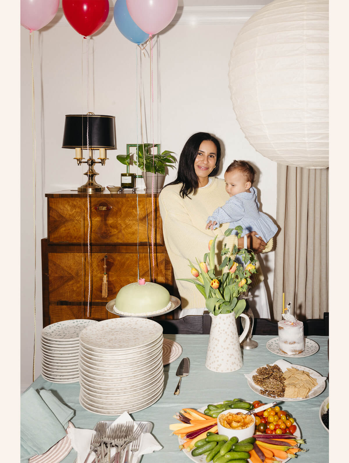 Splatter plates, princess cake, and a table full of love.