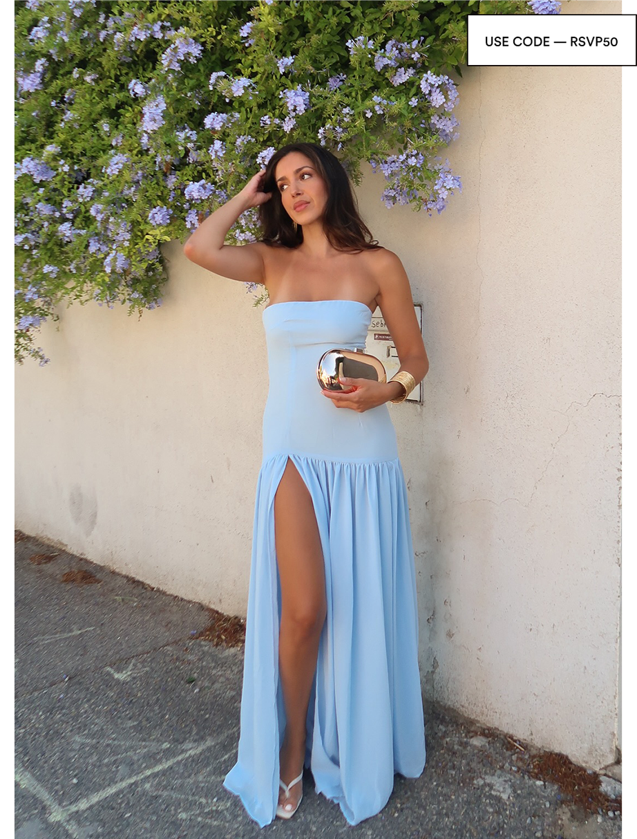 Eden Strapless Maxi Dress - Blue