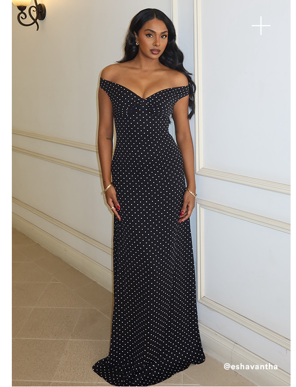 Melany Maxi Dress - Black Polka Dot