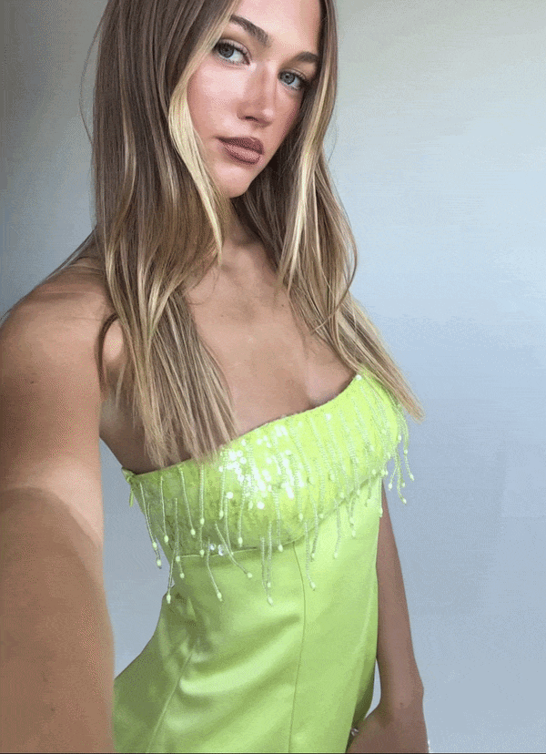 Miftie Beaded Sequin Mini Dress - Lime