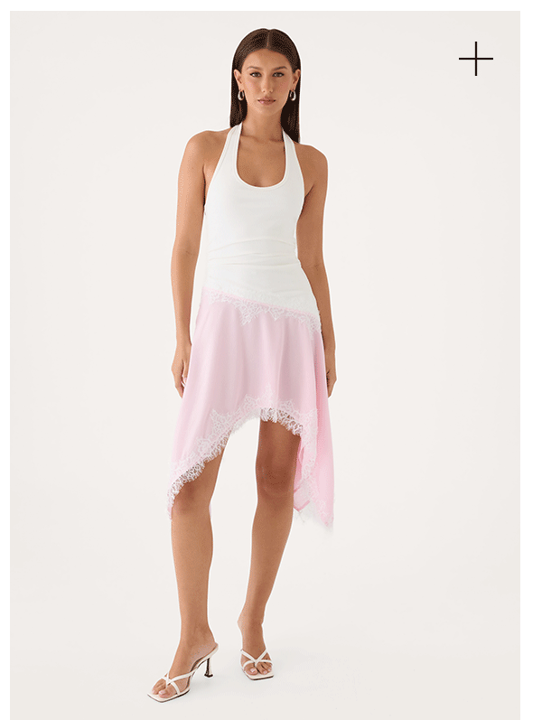 Brionee Midi Dress - White Pink