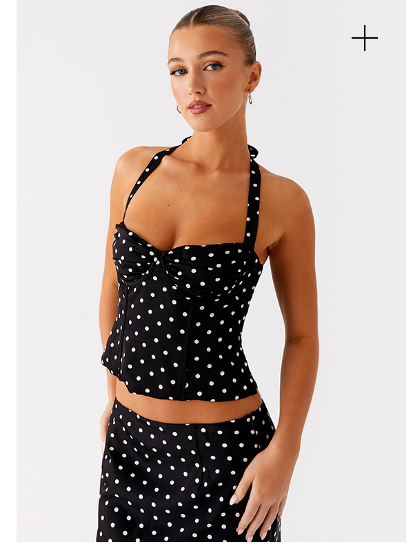 Breanne Top - Black Polka Dot