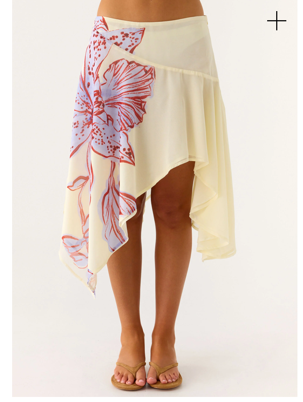 Kia Low Rise Asymmetrical Midi Skirt - Purple Floral