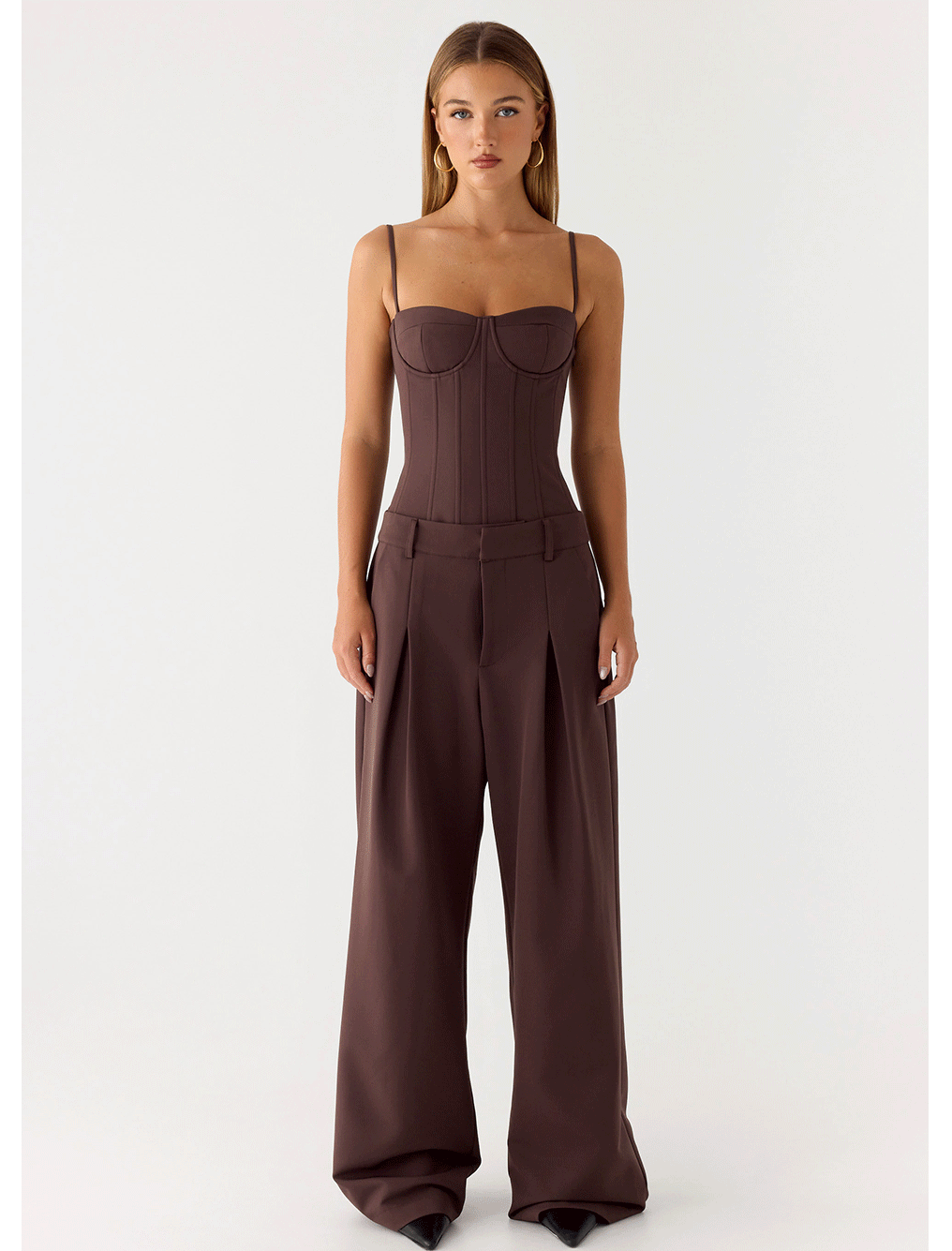 Ania Corset Top & Sora Low Rise Pants - Chocolate