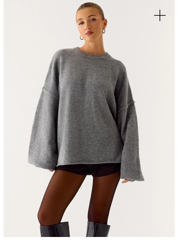 Jack Oversized Knit Sweater - Grey